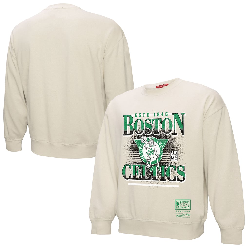 Boston Celtics Mitchell & Ness Women's Oversprayed Pullover Sweatshirt - Cream