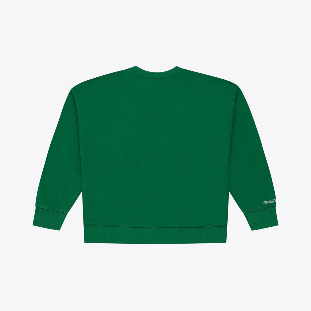  Boston Celtics Mitchell & Ness Women's Core Essentials Micro Logo Fleece Sweatshirt - Kelly Green