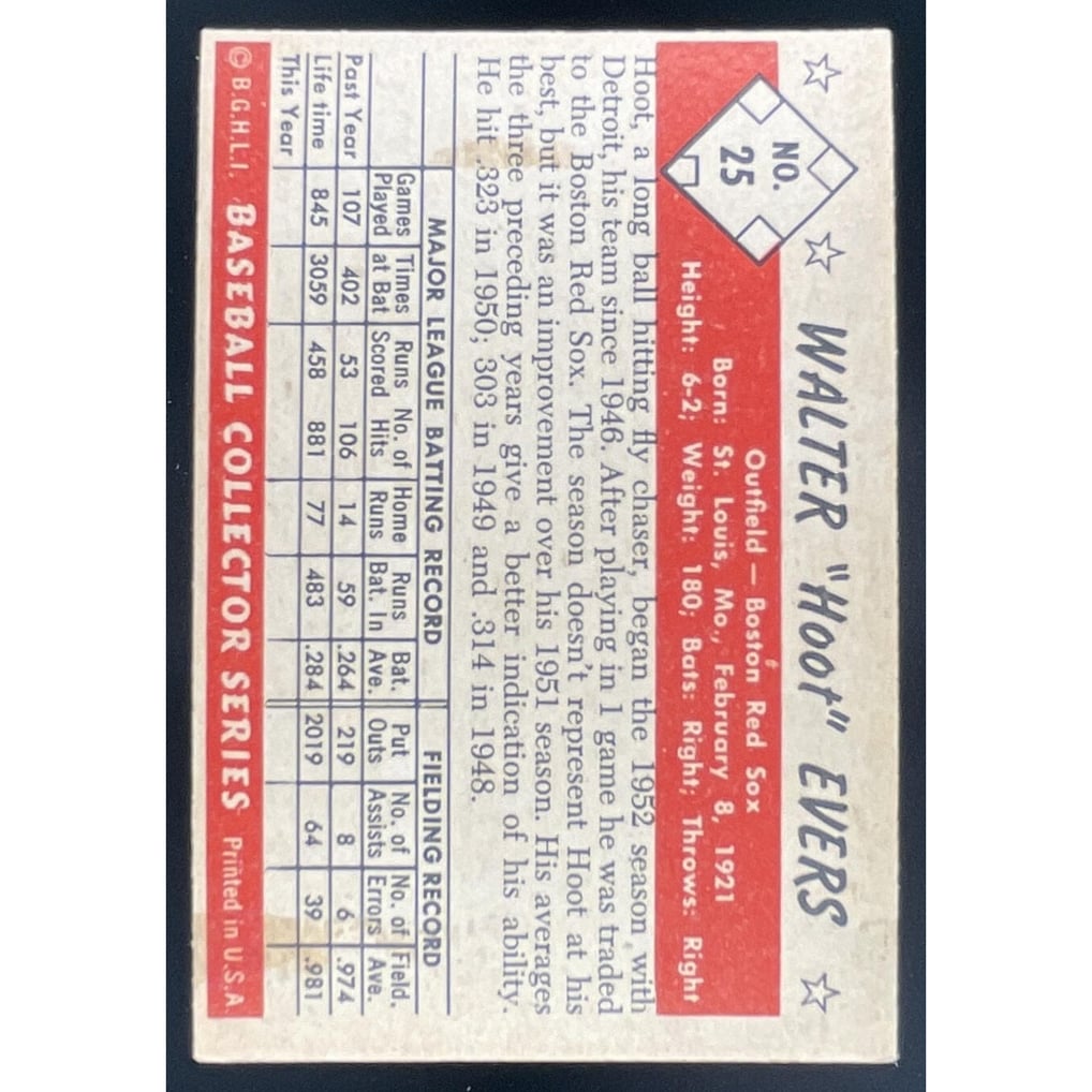 1953 Bowman Color #25 Hoot Evers