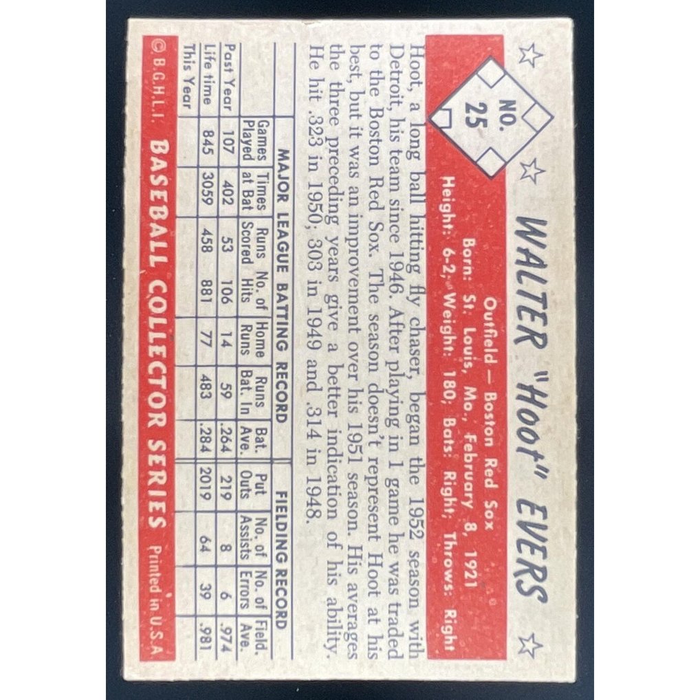 1953 Bowman Color #25 Hoot Evers