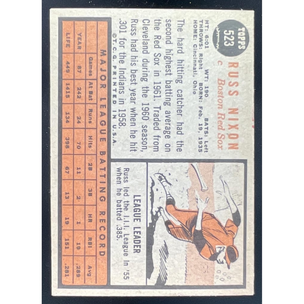 1962 Topps #523 Russ Nixon