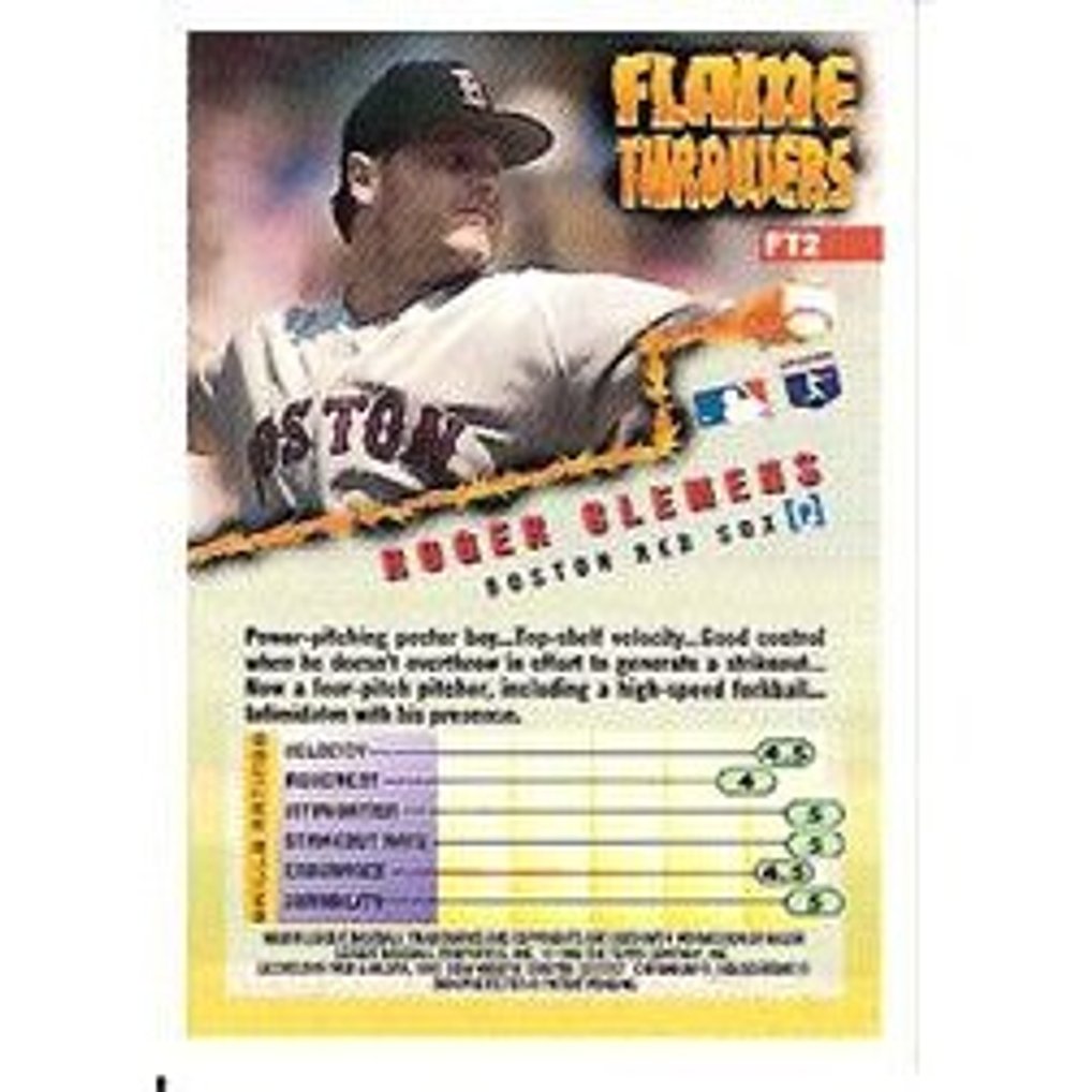 1995 Finest Flame Throwers #FT2 Roger Clemens