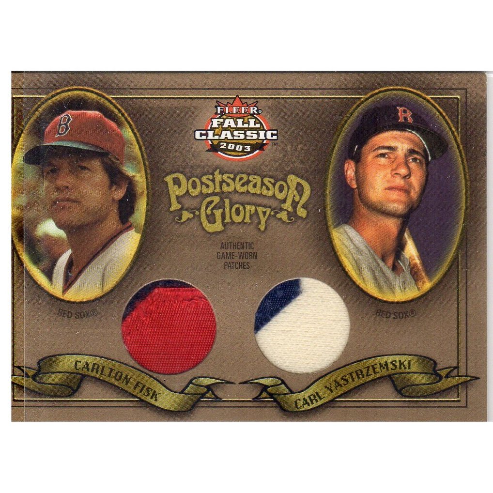 2003 Fleer Fall Classics Postseason Glory Dual Patch #CFCY Carlton Fisk/Carl Yastrzemski