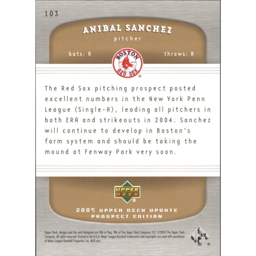 2005 Upper Deck Update Gold #103 Anibal Sanchez PR