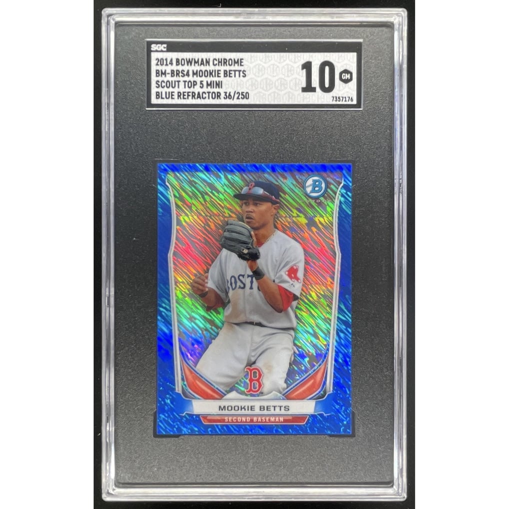 2014 Bowman Chrome Scout Top 5 Mini Blue Refractor Mookie Betts /250 SGC 10