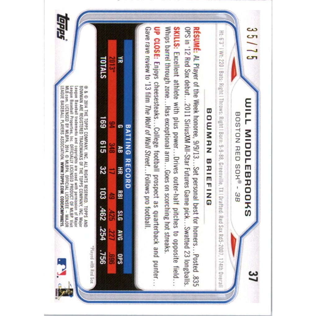 2014 Bowman Silver #37 Will Middlebrooks