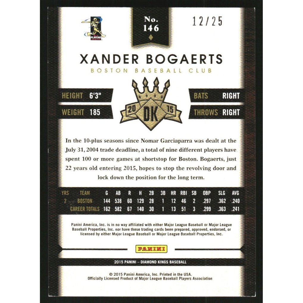 2015 Diamond Kings Gold #146 Xander Bogaerts