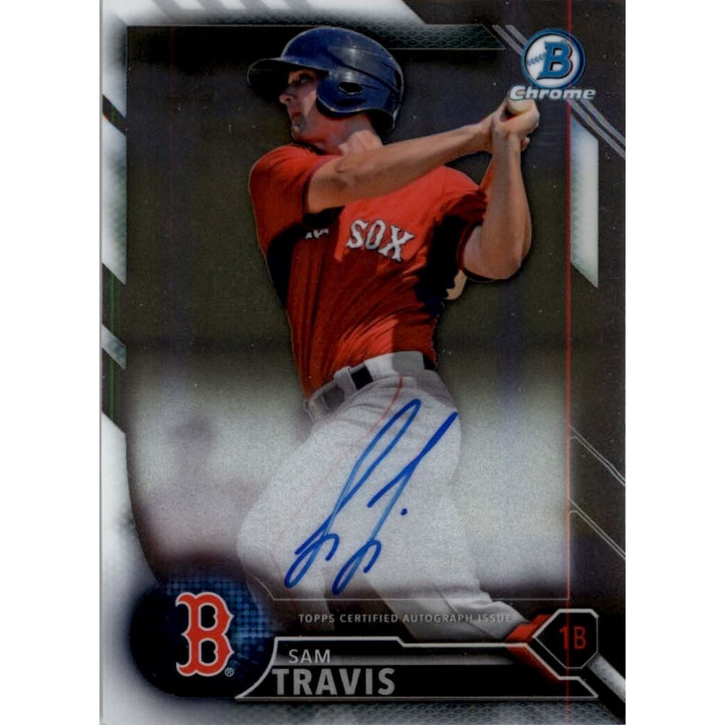 2016 Bowman Chrome Prospect Autographs #BCAPSTR Sam Travis