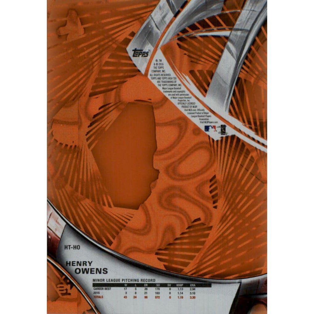 2016 Topps High Tek Orange Magma Diffractor #HTHO Henry Owens