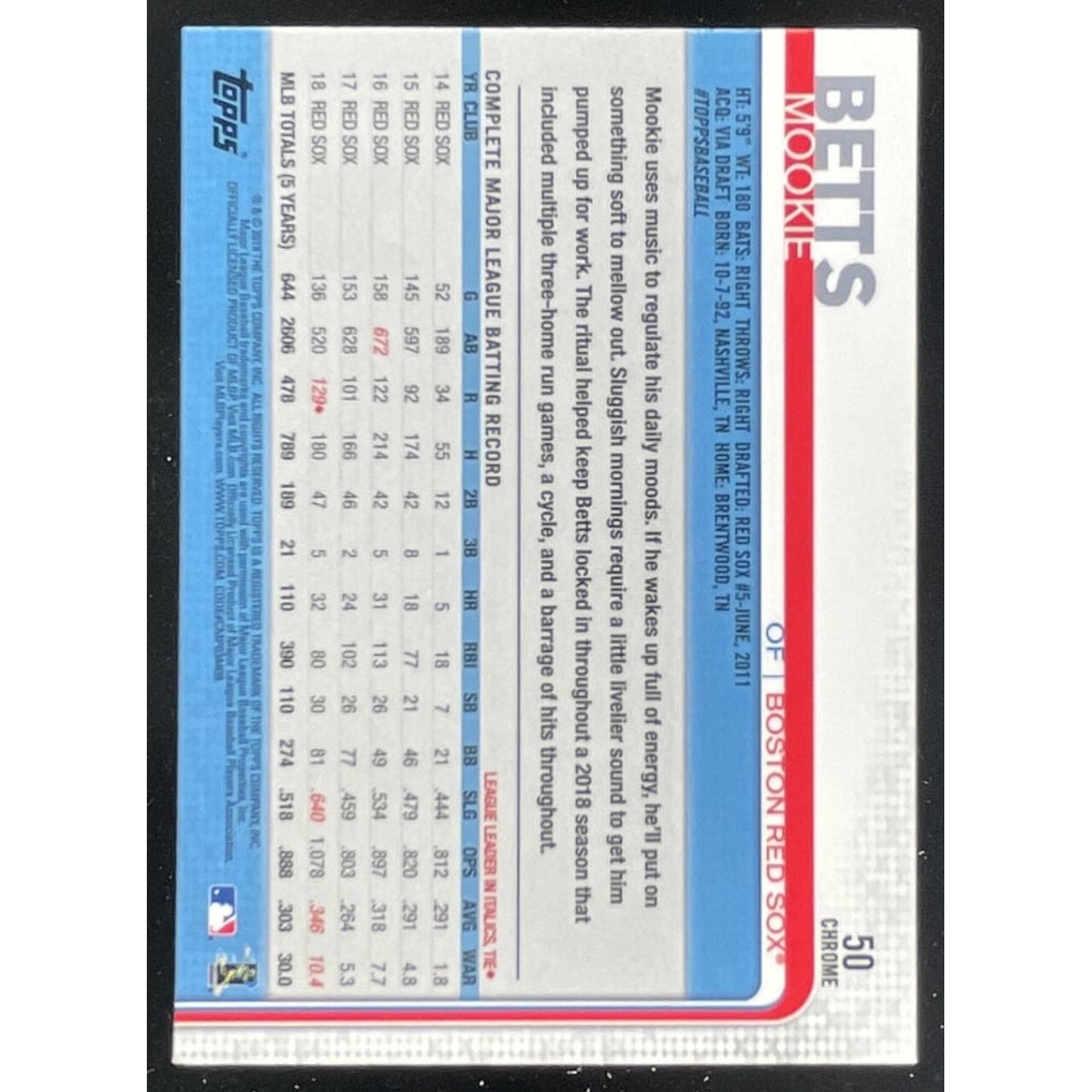 2019 Topps Chrome #50b Mookie Betts SP VAR