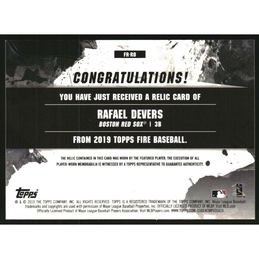 2019 Topps Fire Relics #FRRD Rafael Devers