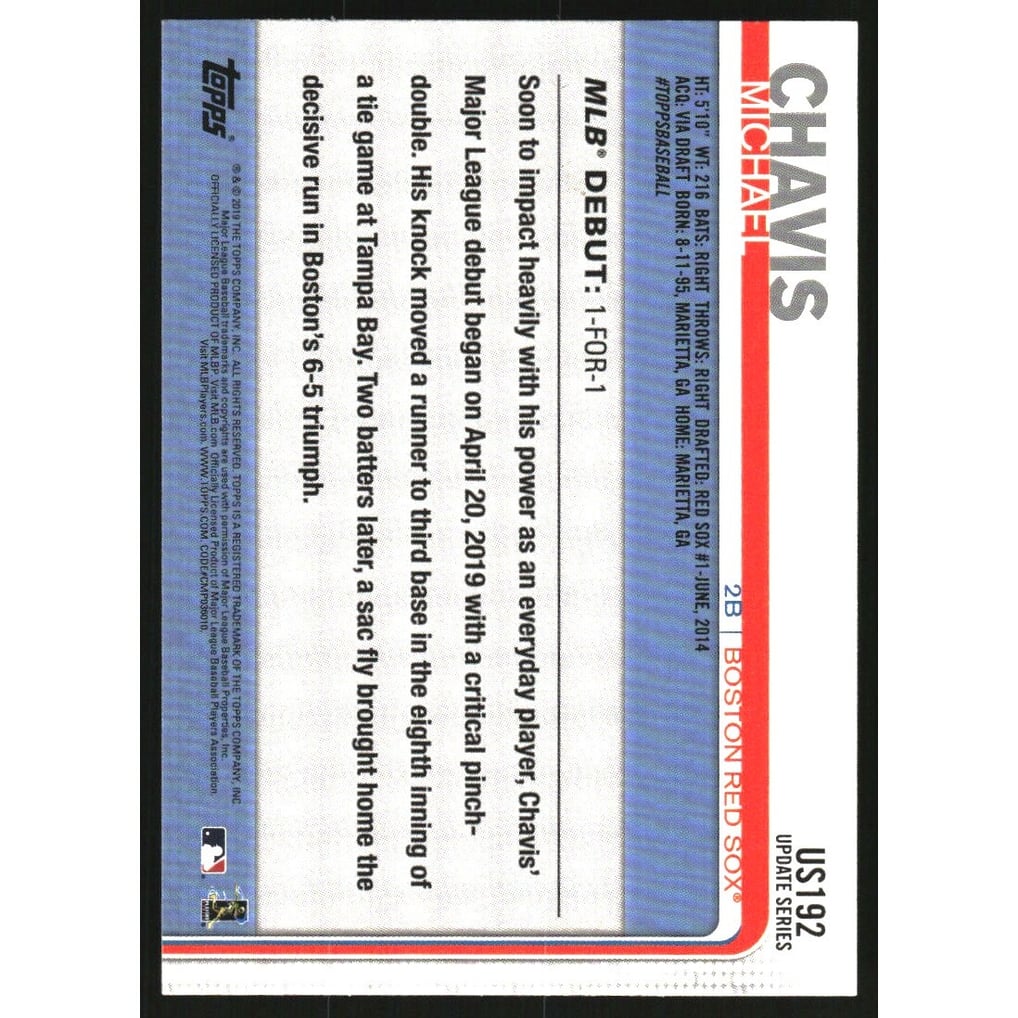 2019 Topps Update Walgreens Yellow #US192 Michael Chavis RD