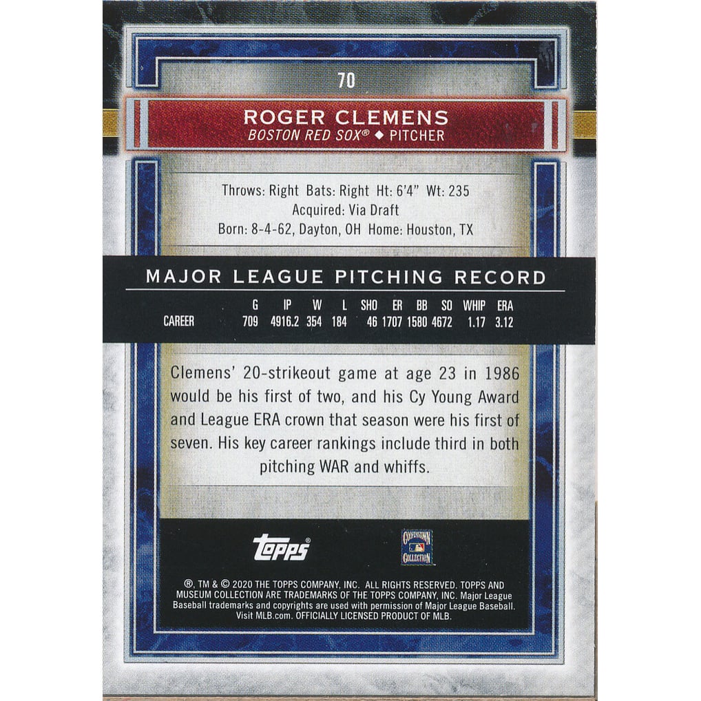 2020 Topps Museum Collection Ruby #70 Roger Clemens