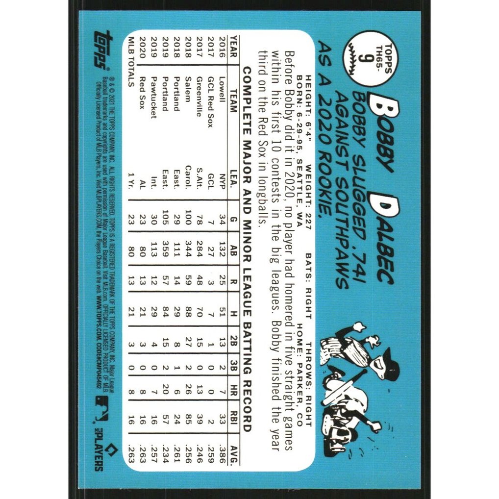 2021 Topps '65 Topps Redux Chrome Red Refractors #TC659 Bobby Dalbec