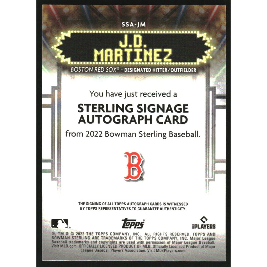 2022 Bowman Sterling Signage Autographs #SSAJM J.D. Martinez