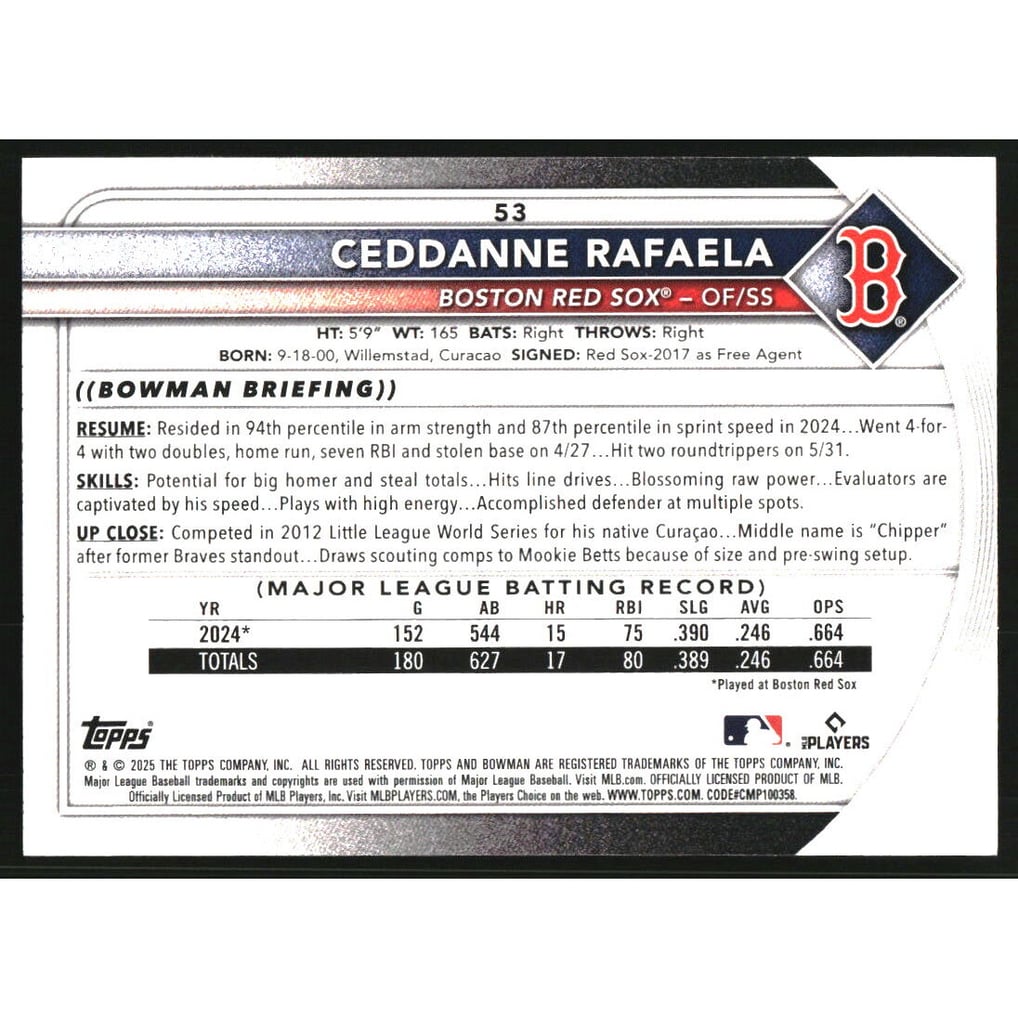 2025 Bowman Purple Pattern #53 Ceddanne Rafaela
