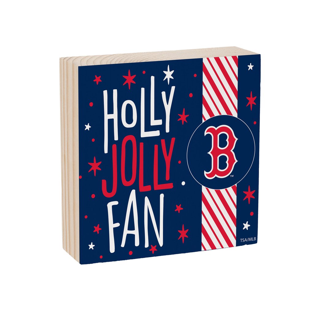 Boston Red Sox 6" Holiday Wood Plock Shelf Sign