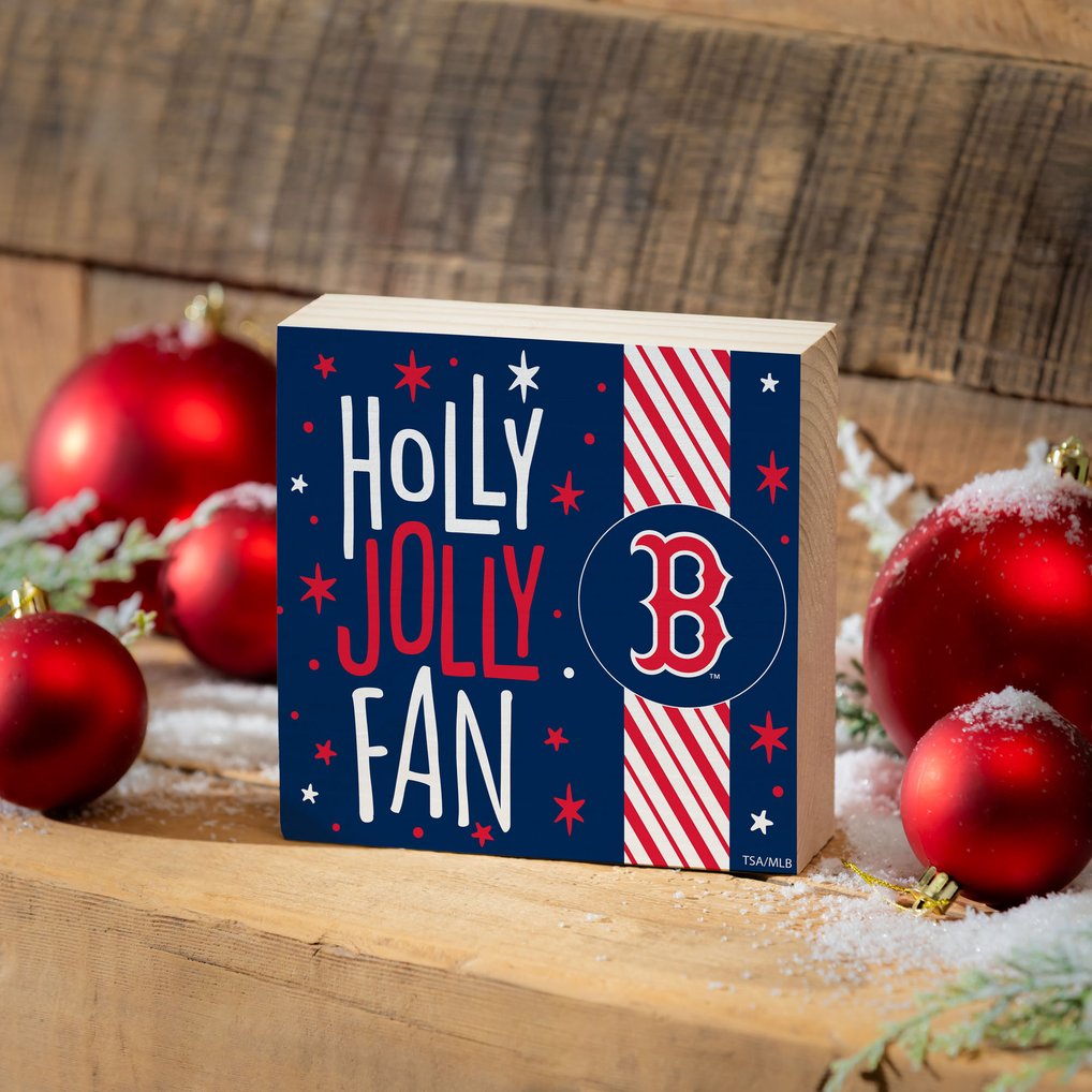 Boston Red Sox 6" Holiday Wood Plock Shelf Sign