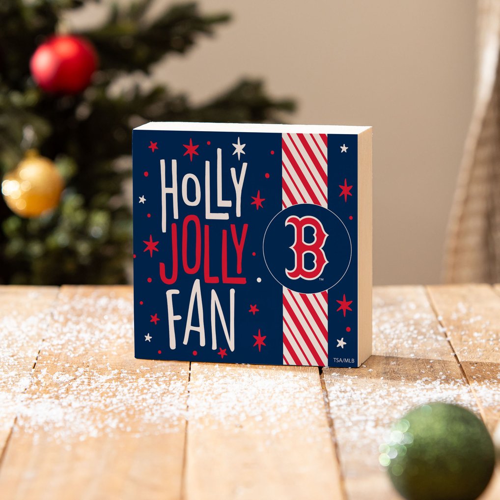 Boston Red Sox 6" Holiday Wood Plock Shelf Sign