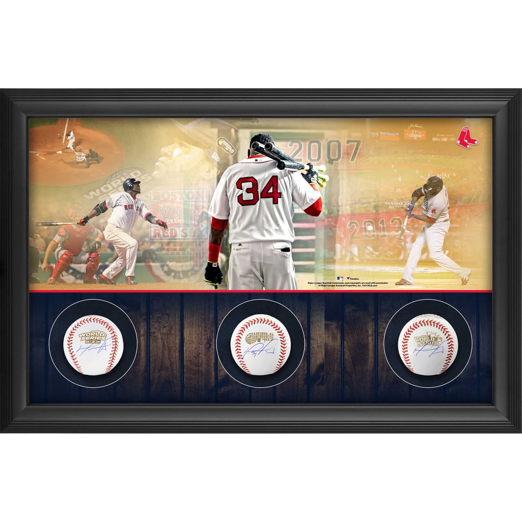 David Ortiz Boston Red Sox Fanatics Authentic Framed Autographed 26.5'' x 17.5'' Three World Series Baseball Shadowbox