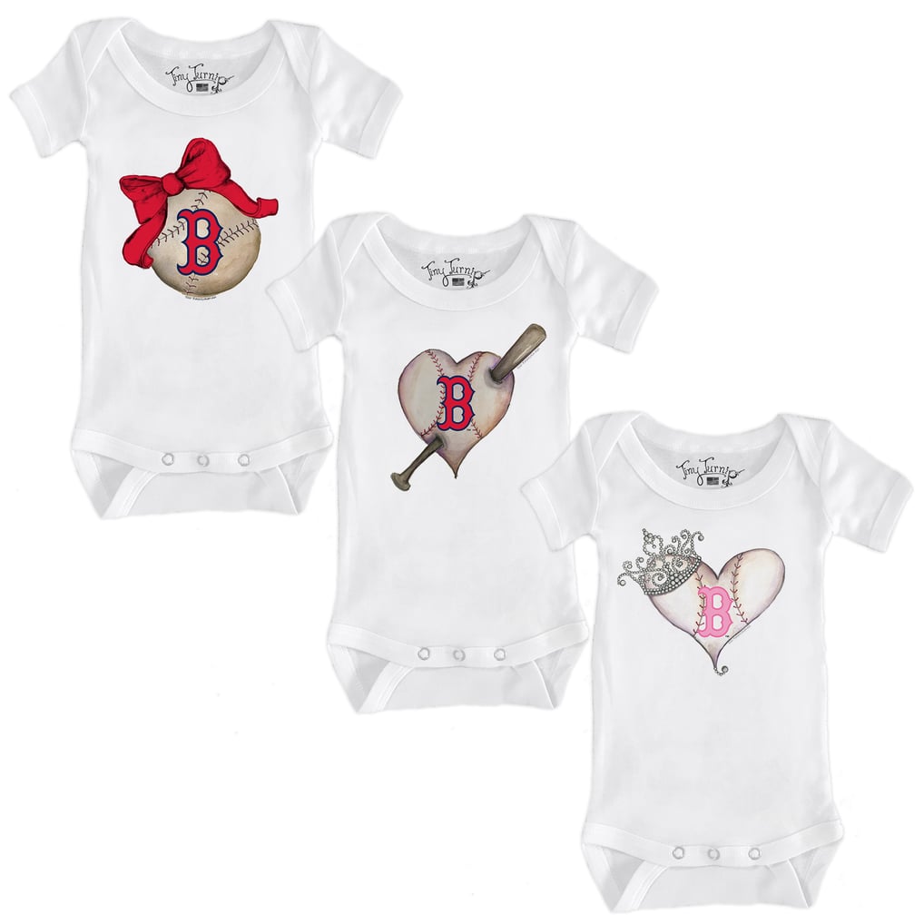 Boston Red Sox Tiny Turnip Girls Infant 3-Piece Bodysuit Set - White