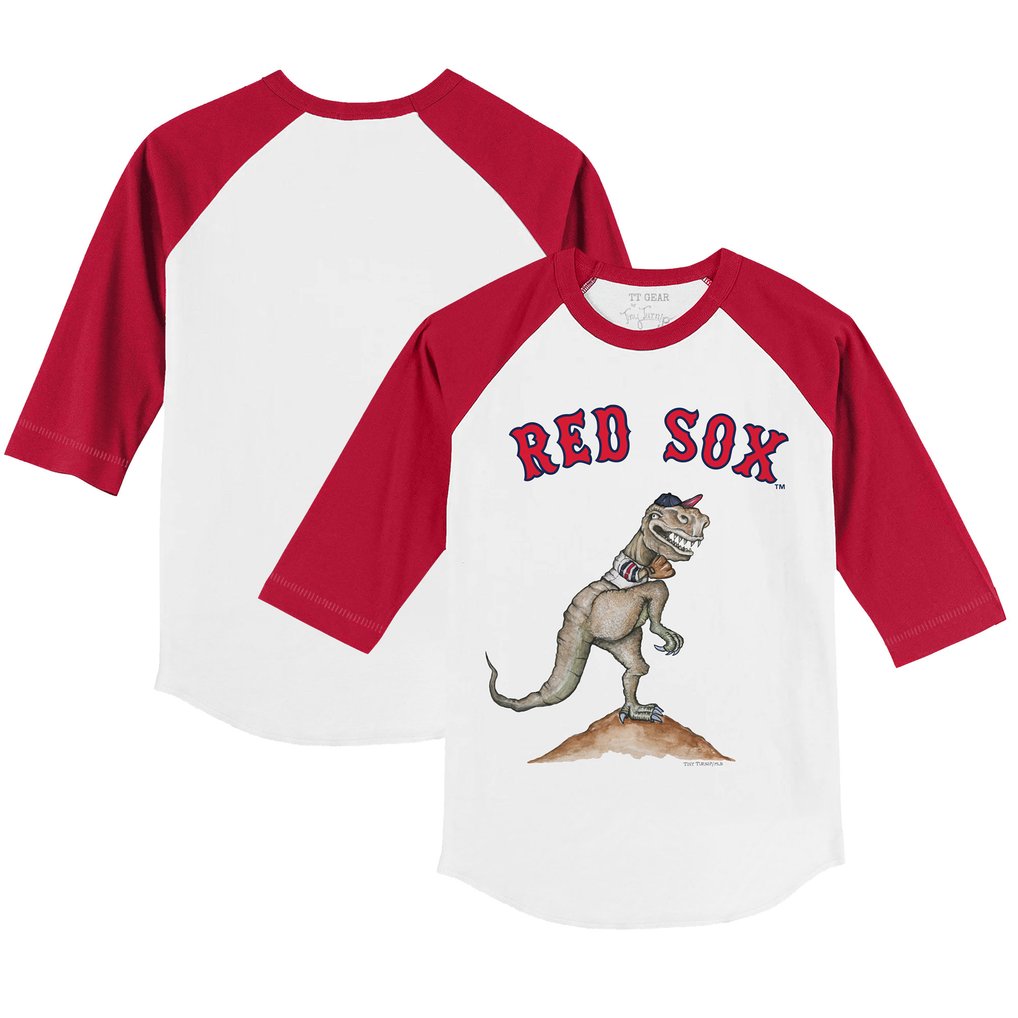 Boston Red Sox Tiny Turnip Infant TT Rex Raglan 3/4 Sleeve T-Shirt - White/Red