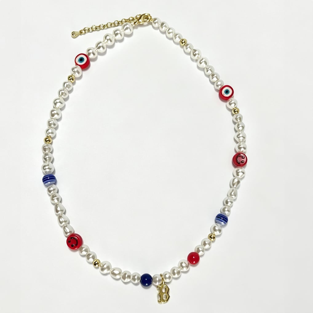 Boston Red Sox LUV AJ Pearl Bead Logo Necklace 
