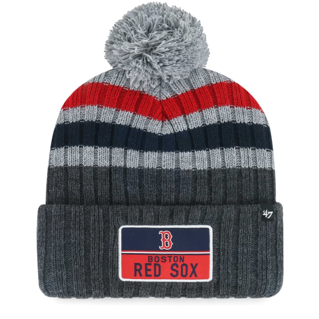Boston Red Sox '47 Stack Cuffed Knit Hat with Pom - Gray