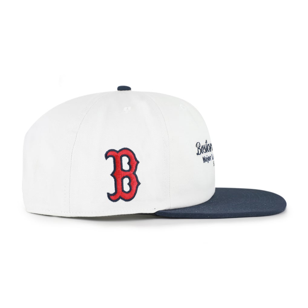 Boston Red Sox '47 Script Stack Relaxed Captain Snapback - White/Navy