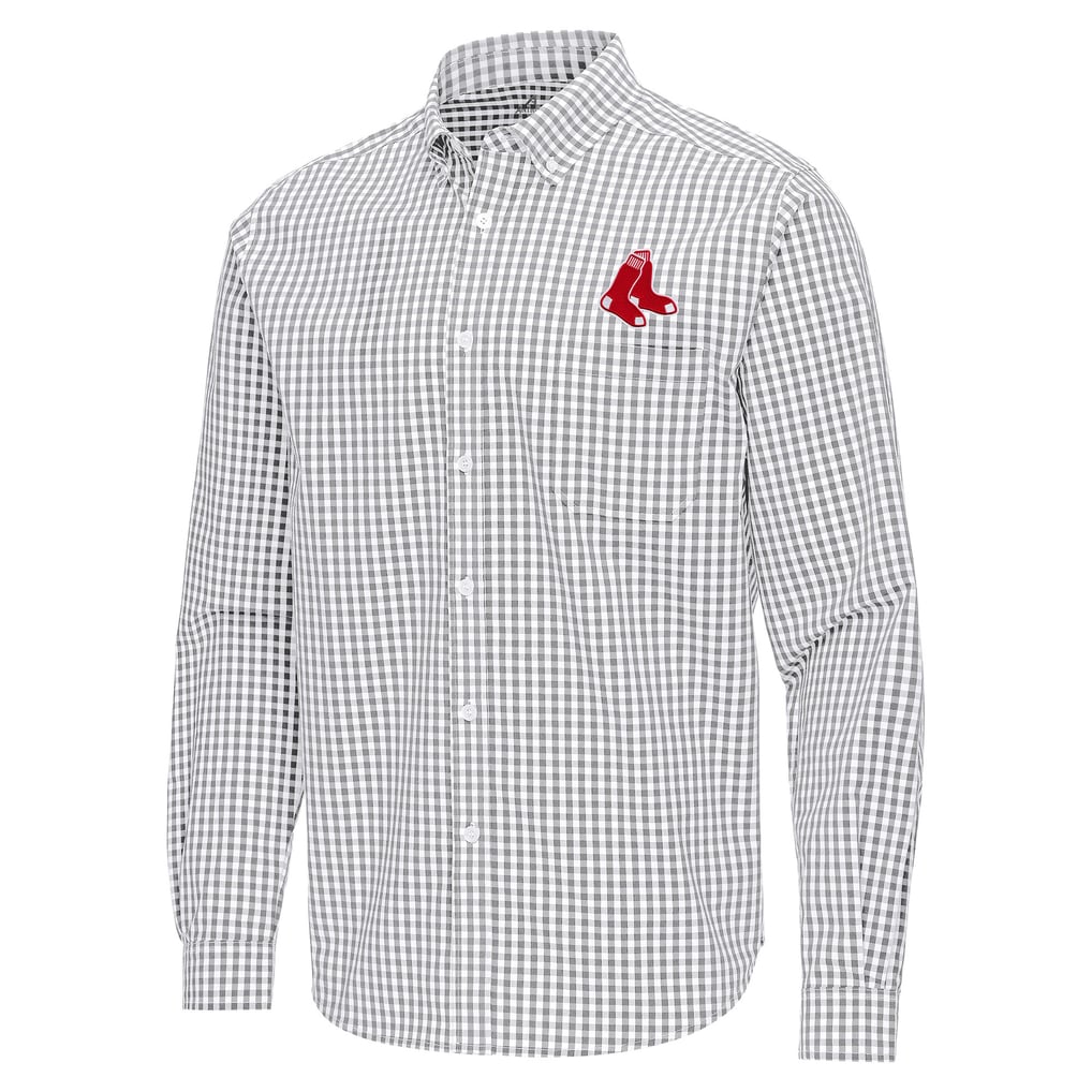 Boston Red Sox Antigua Ellis Woven Tri-Blend Button-Down Shirt - Gray