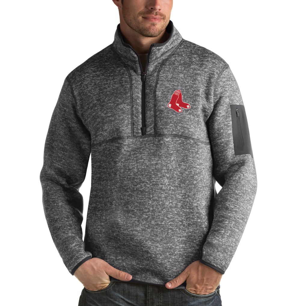Boston Red Sox Antigua Fortune Half-Zip Sweater - Heathered Charcoal