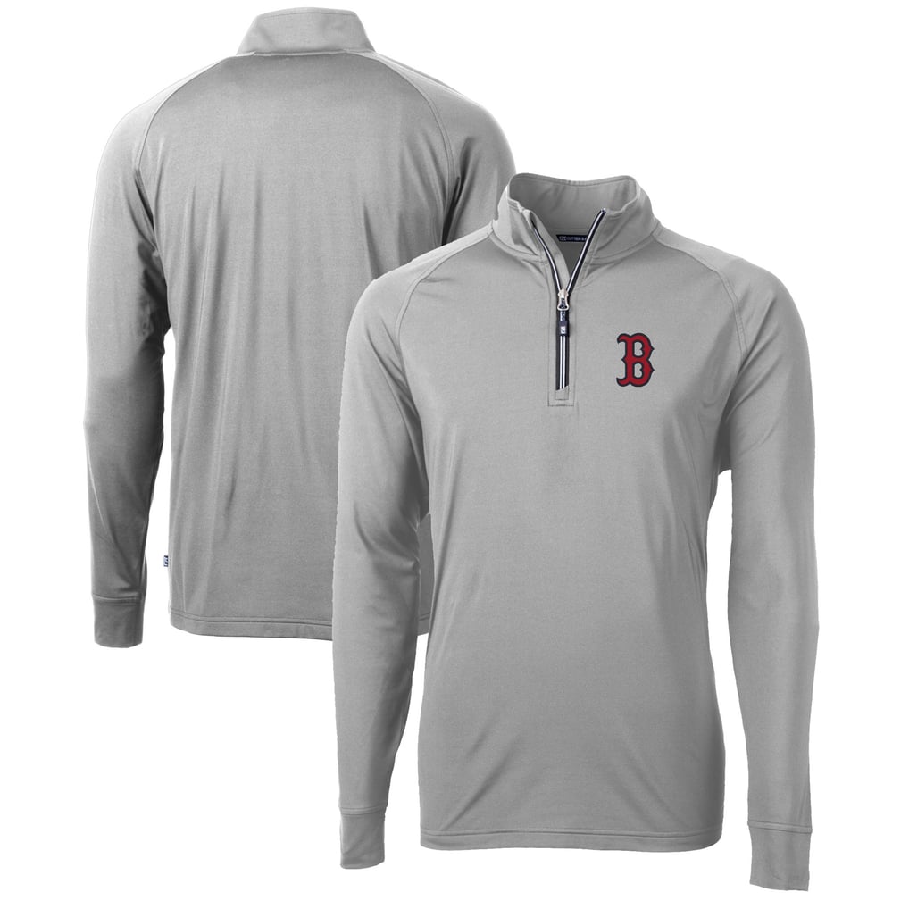  Boston Red Sox Cutter & Buck Adapt Eco Knit Stretch Recycled Quarter-Zip Pullover Top - Gray
