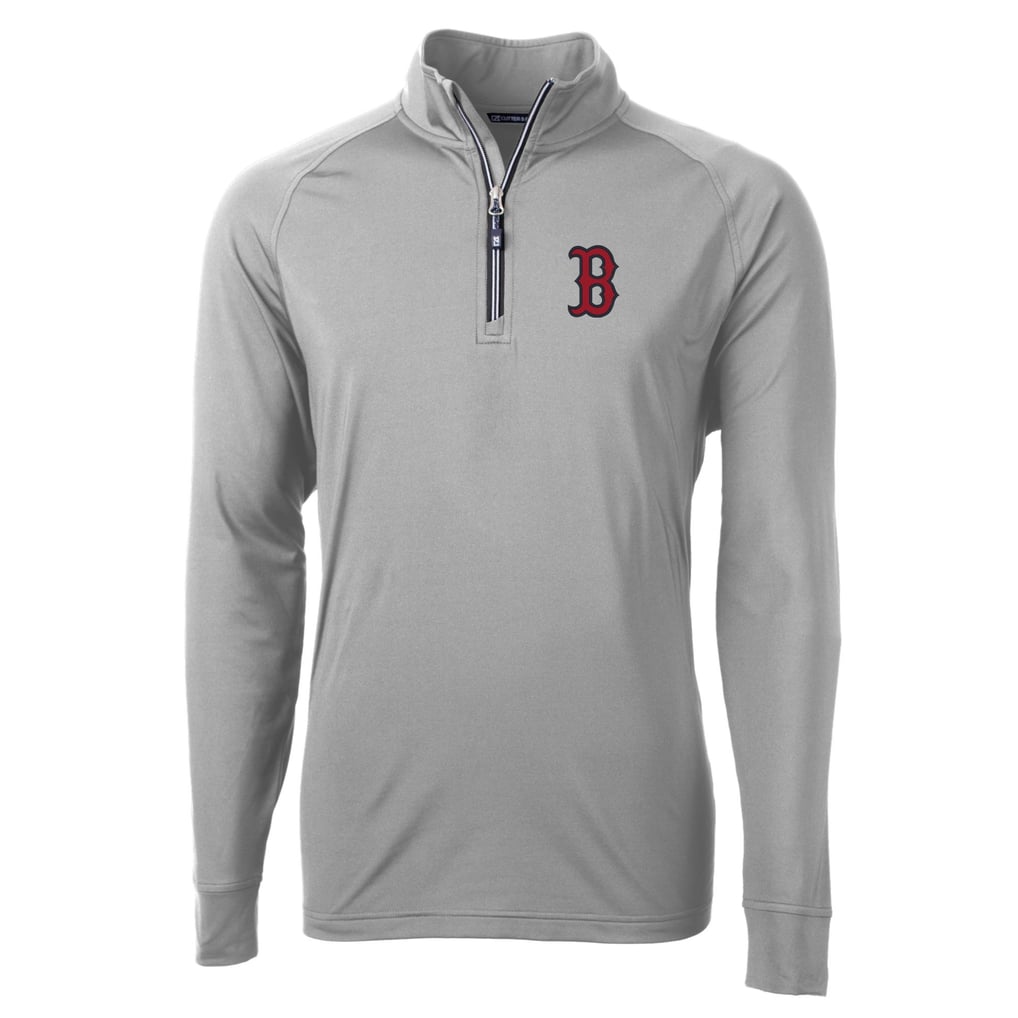 Boston Red Sox Cutter & Buck Adapt Eco Knit Stretch Recycled Quarter-Zip Pullover Top - Gray