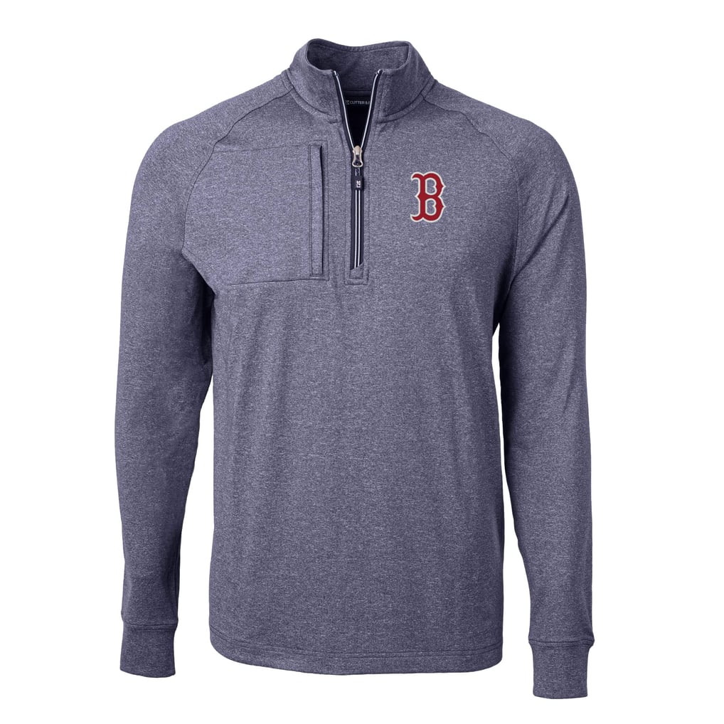 Boston Red Sox Cutter & Buck Adapt Eco Knit Stretch Recycled Quarter-Zip Pullover Top - Heather Navy