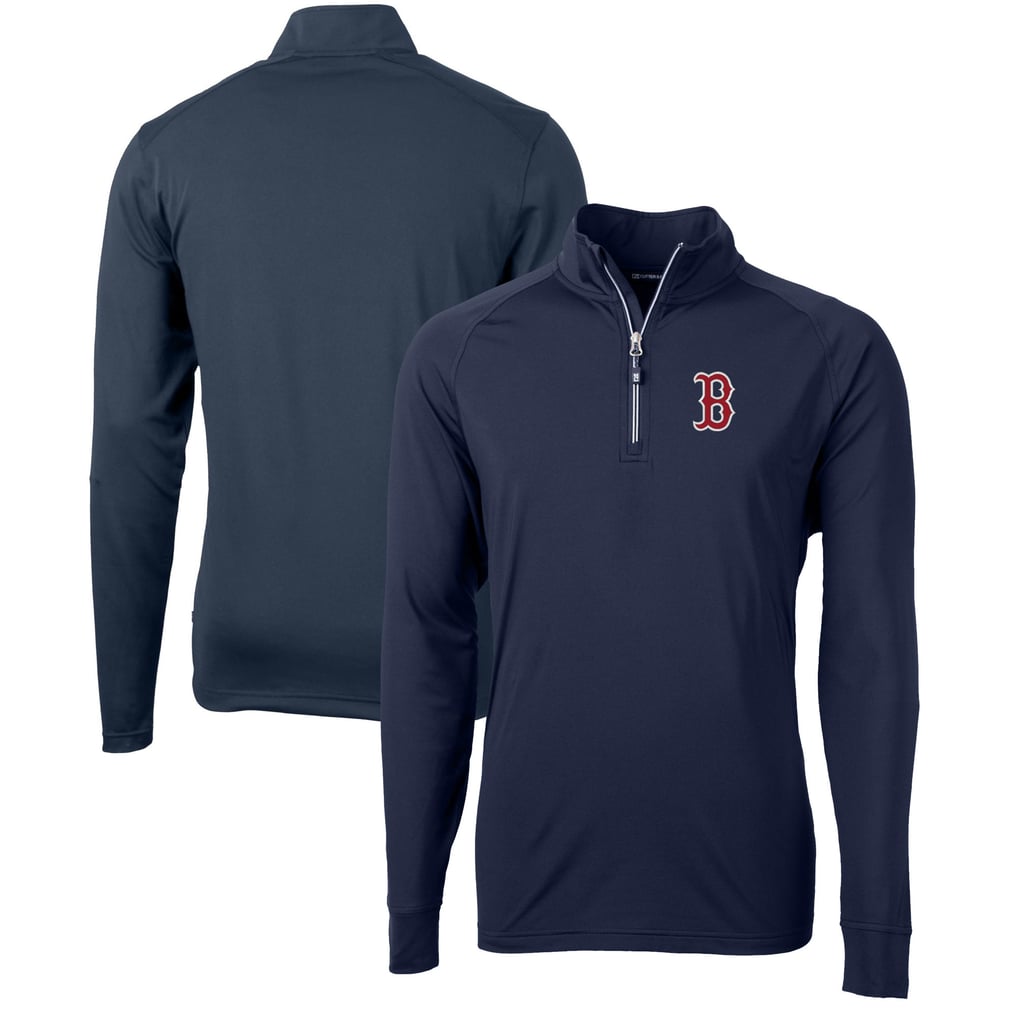  Boston Red Sox Cutter & Buck Adapt Eco Knit Stretch Recycled Quarter-Zip Pullover Top - Navy