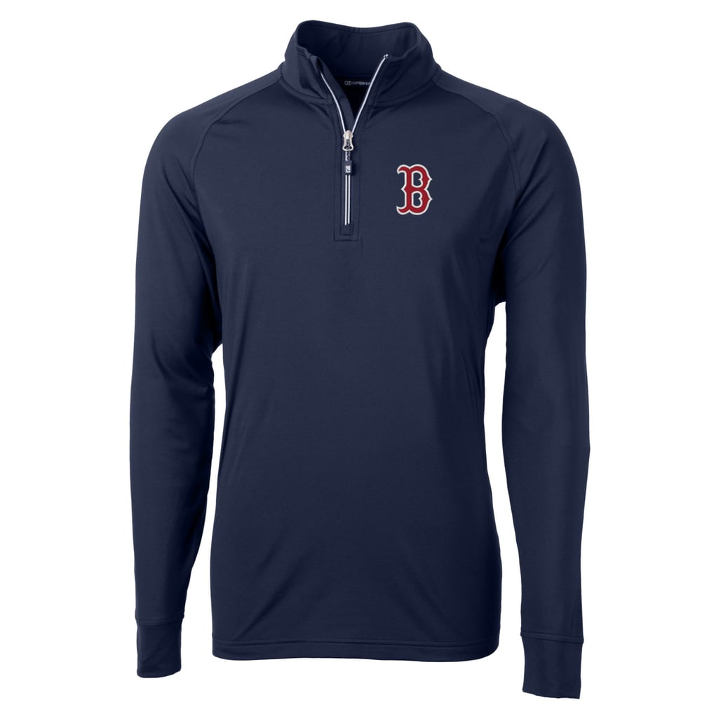  Boston Red Sox Cutter & Buck Adapt Eco Knit Stretch Recycled Quarter-Zip Pullover Top - Navy