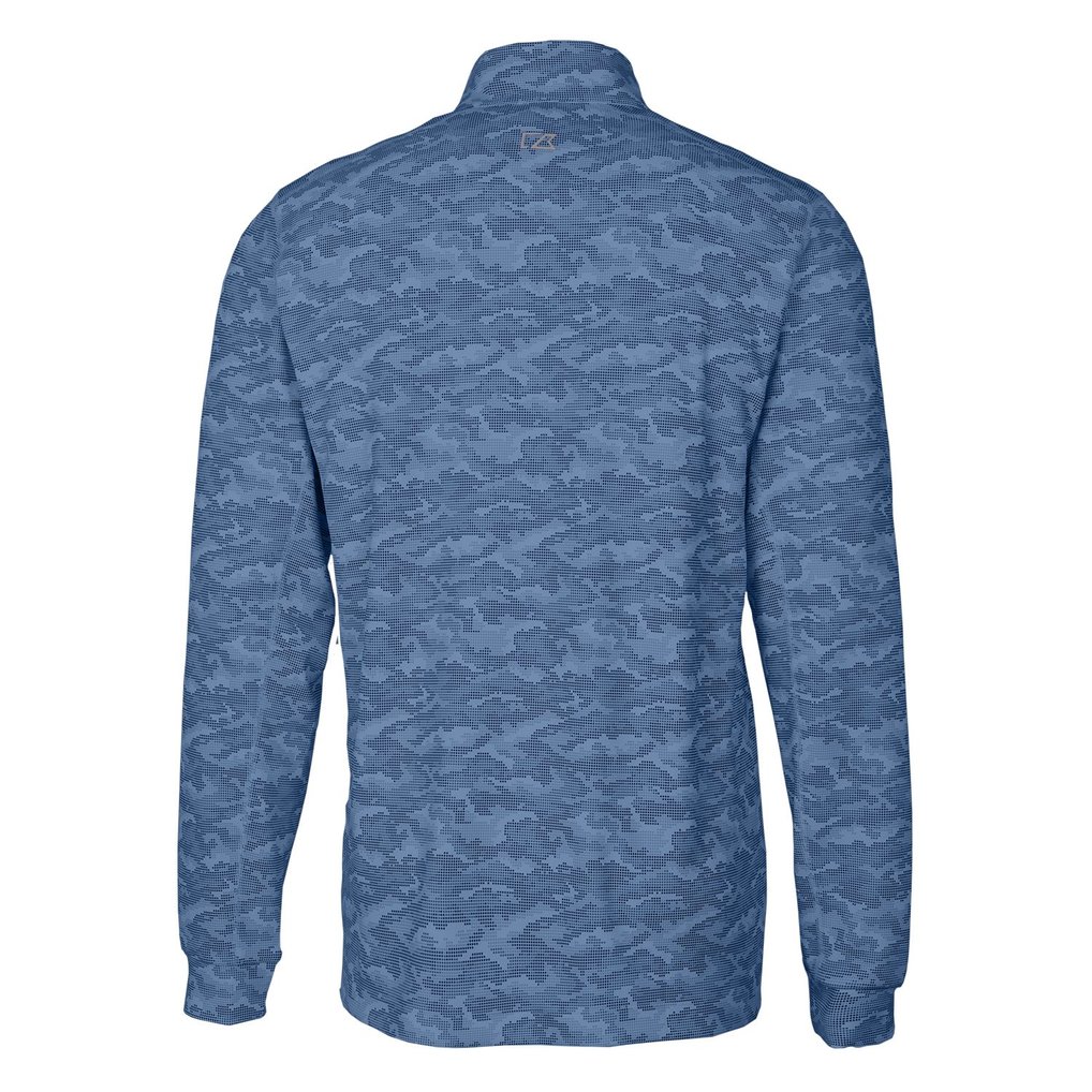 Boston Red Sox Cutter & Buck Big & Tall Traverse Camo Print Stretch Quarter-Zip Pullover Top - Navy