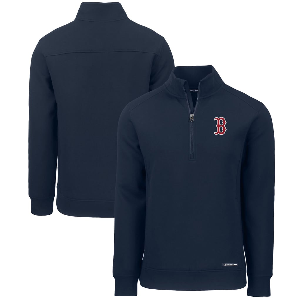  Boston Red Sox Cutter & Buck Roam Eco Recycled Quarter-Zip Pullover - Navy