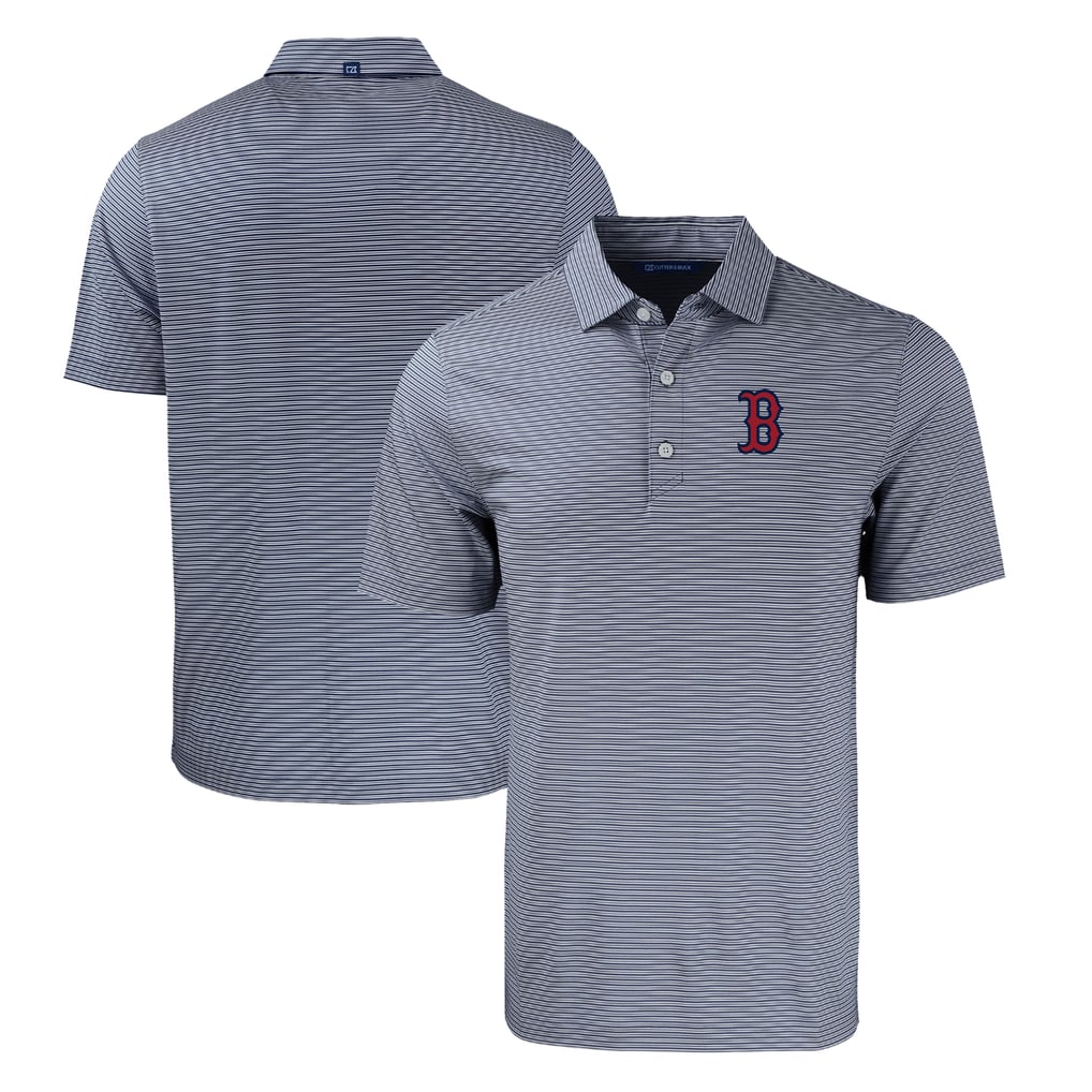 Boston Red Sox Cutter & Buck Forge Eco Double Stripe Stretch Recycled Polo - Navy/White