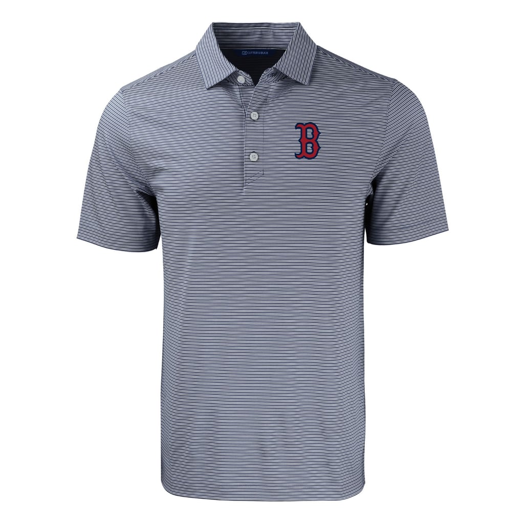 Boston Red Sox Cutter & Buck Forge Eco Double Stripe Stretch Recycled Polo - Navy/White