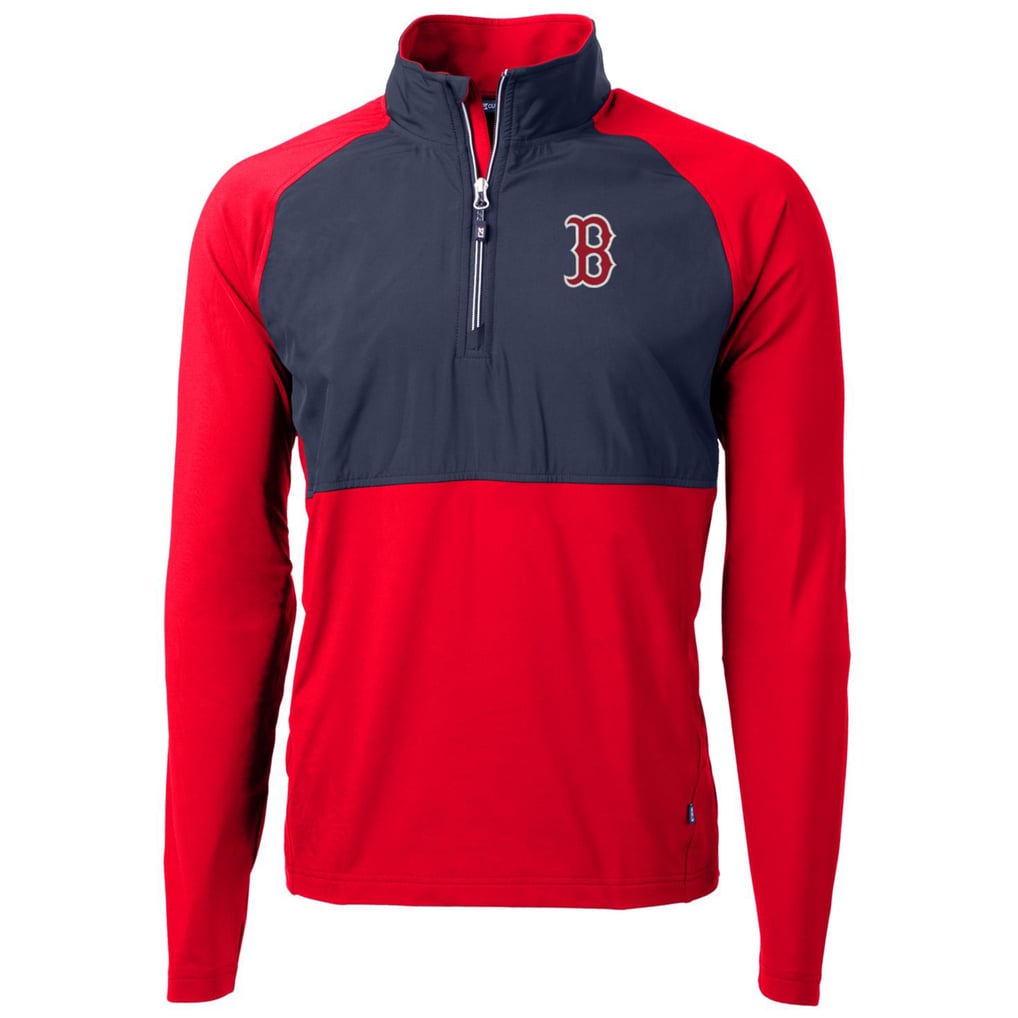 Boston Red Sox Cutter & Buck Adapt Eco Knit Hybrid Recycled Quarter-Zip Pullover Jacket - Red/Navy