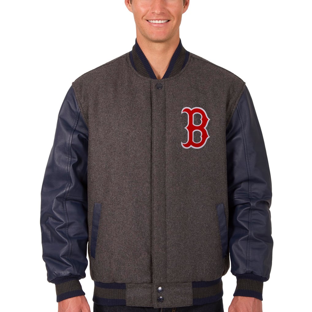 Boston Red Sox JH Design Wool & Leather Reversible Jacket - Charcoal/Navy
