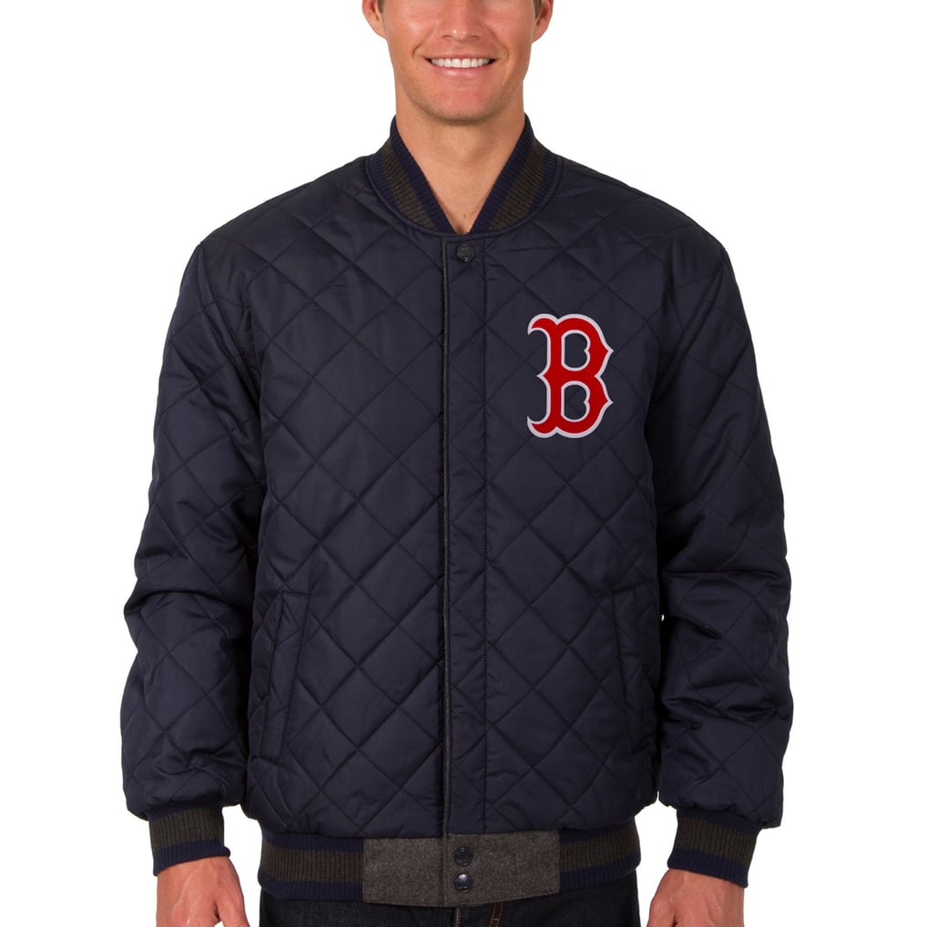 Boston Red Sox JH Design Wool & Leather Reversible Jacket - Charcoal/Navy