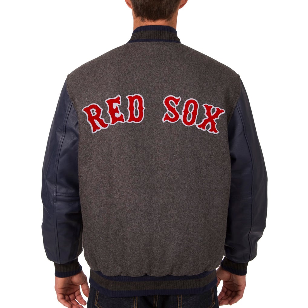 Boston Red Sox JH Design Wool & Leather Reversible Jacket - Charcoal/Navy