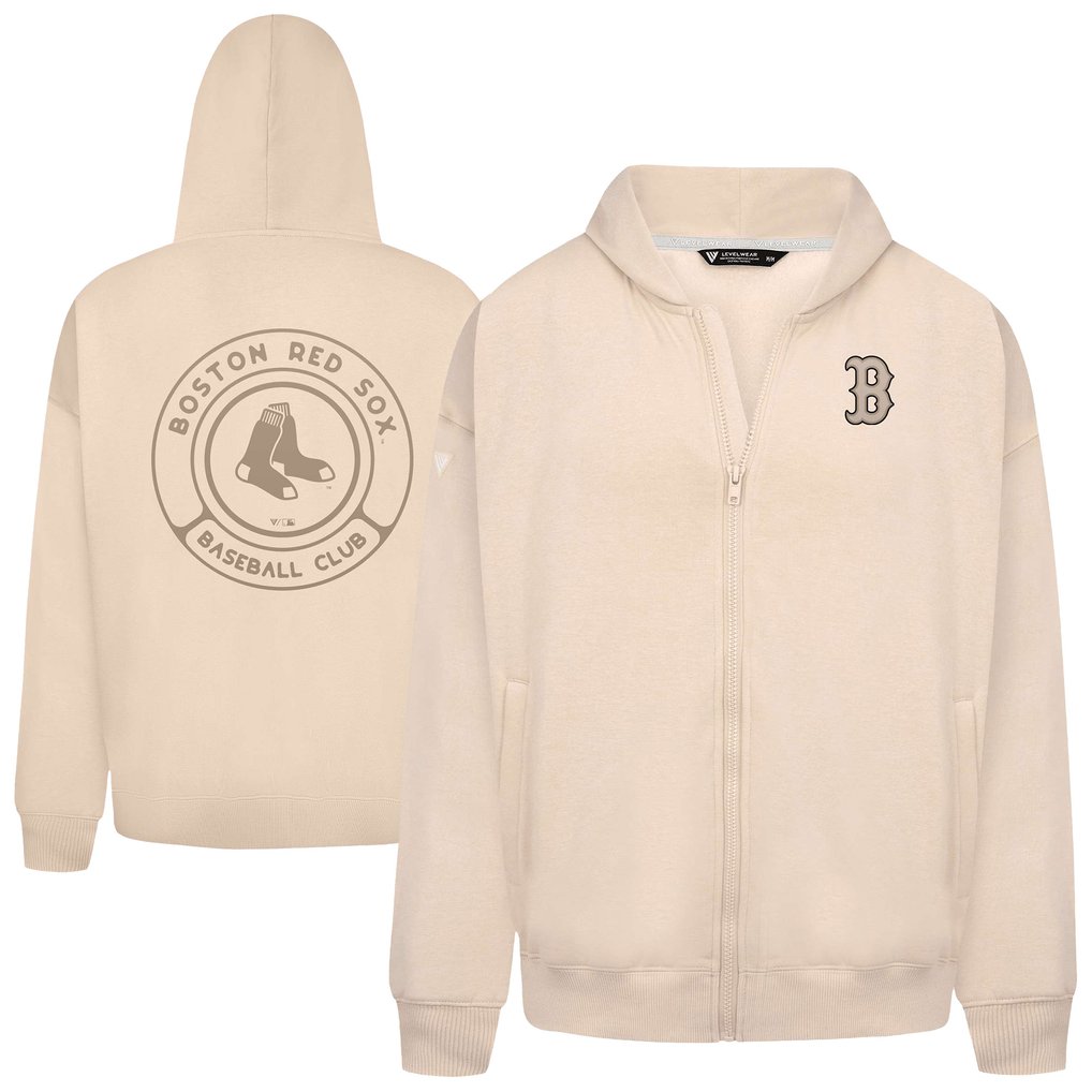 Boston Red Sox Levelwear Uphill Oversized Full-Zip Hoodie - Khaki