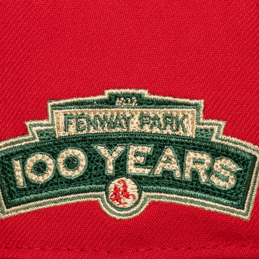 Boston Red Sox Mitchell & Ness Fenway Park 100th Anniversary Patch Secondary Pro Snapback Hat - Red