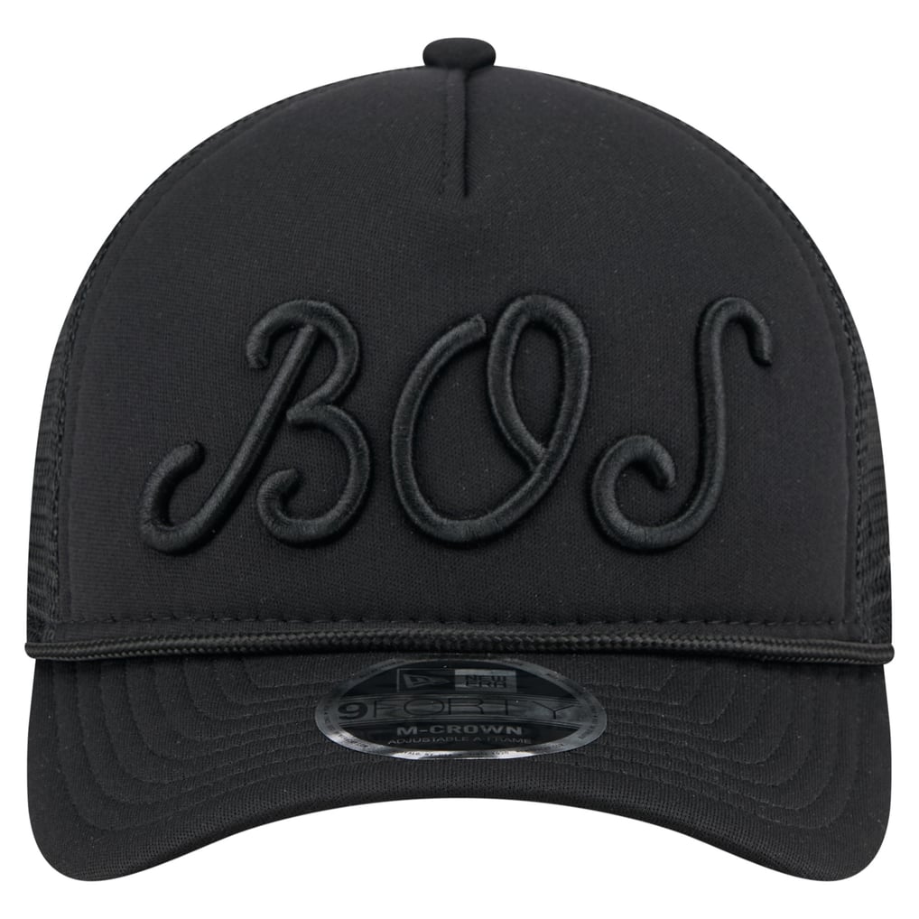 Boston Red Sox New Era City Initial 9FORTY A-Frame M-Crown Adjustable Trucker Hat - Black