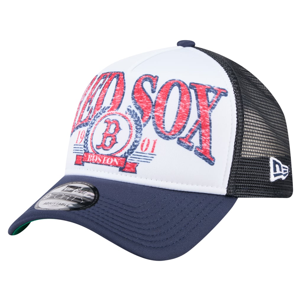 Boston Red Sox New Era Distressed 9FORTY A-Frame Adjustable Trucker Hat - Navy