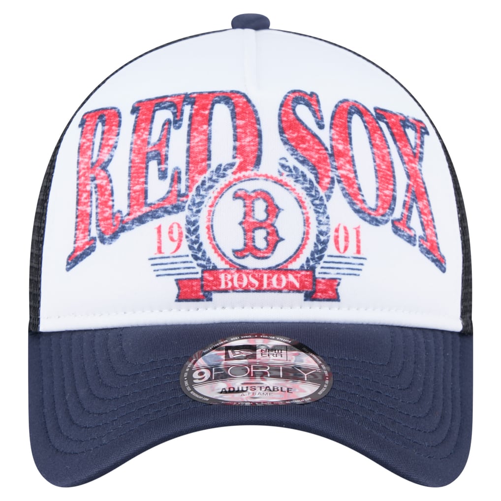  Boston Red Sox New Era Distressed 9FORTY A-Frame Adjustable Trucker Hat - Navy
