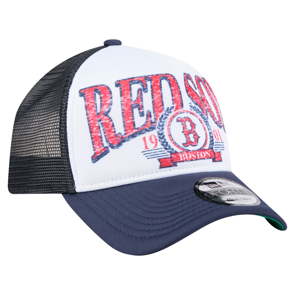 Boston Red Sox New Era Distressed 9FORTY A-Frame Adjustable Trucker Hat - Navy